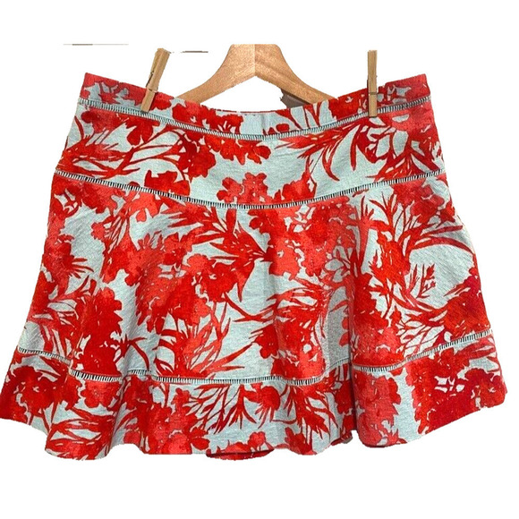 Banana Republic - short Skirt Red & blue Floral Lined Cotton women's size 10 - Picture 1 of 5
